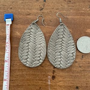 Embossed Leather Teardrop Earrings